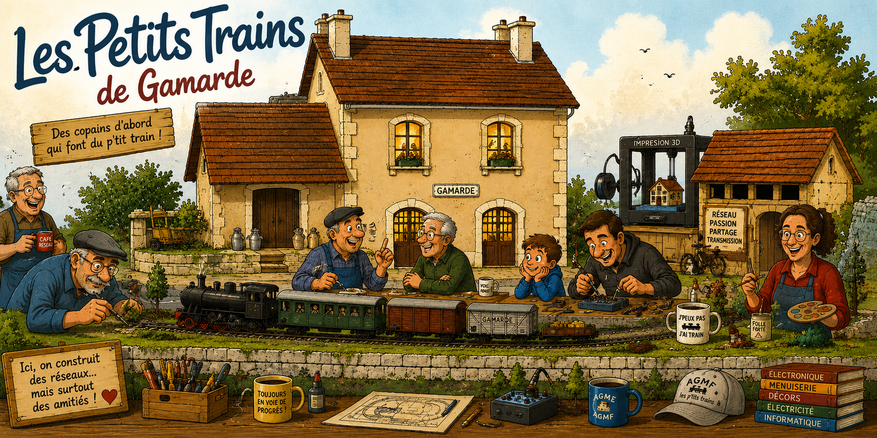 Notre bandeau avec notre Totem, la petite gare de Gamarde